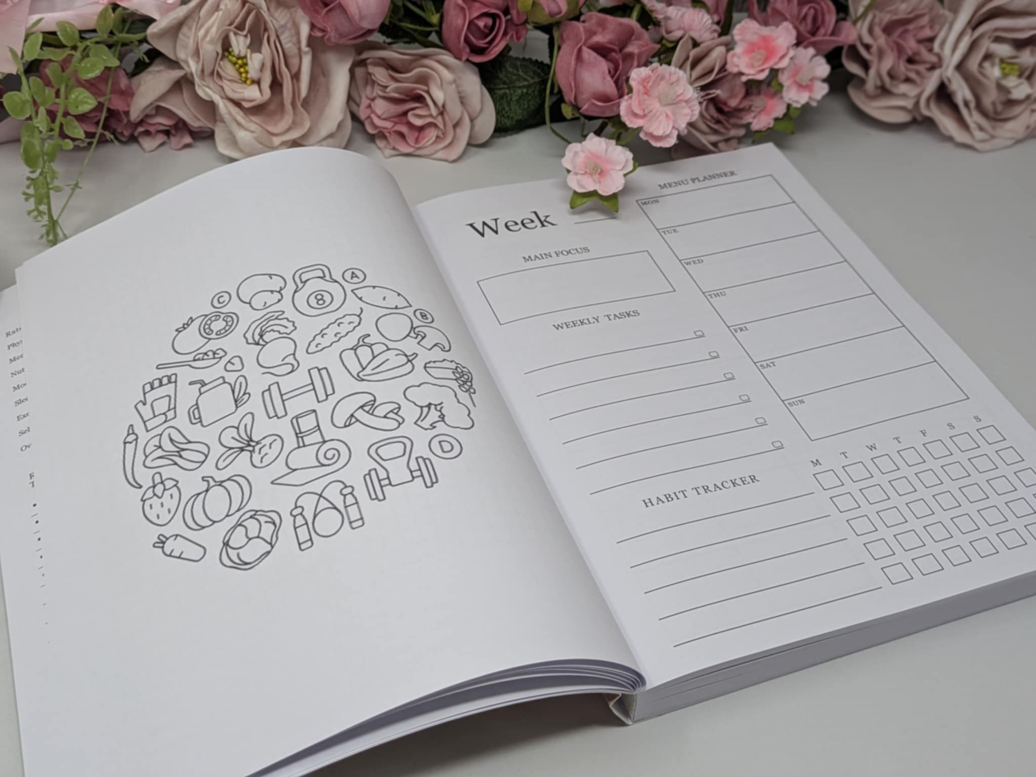 12 Month Health & Fitness Planner | Self Care Planner - Green Softback