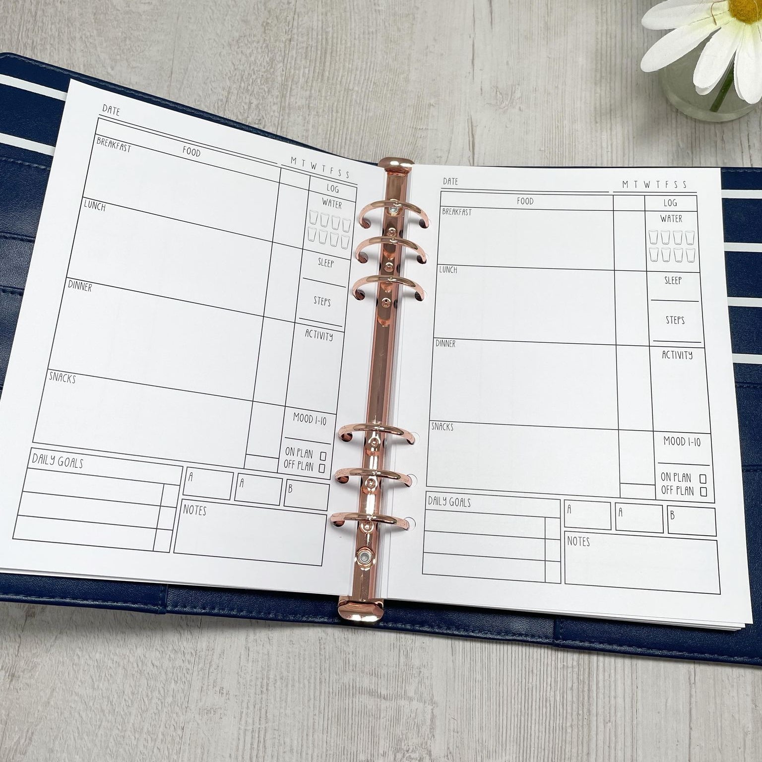 B&W Food Diary Inserts - Positive Vibes - A5 Inserts