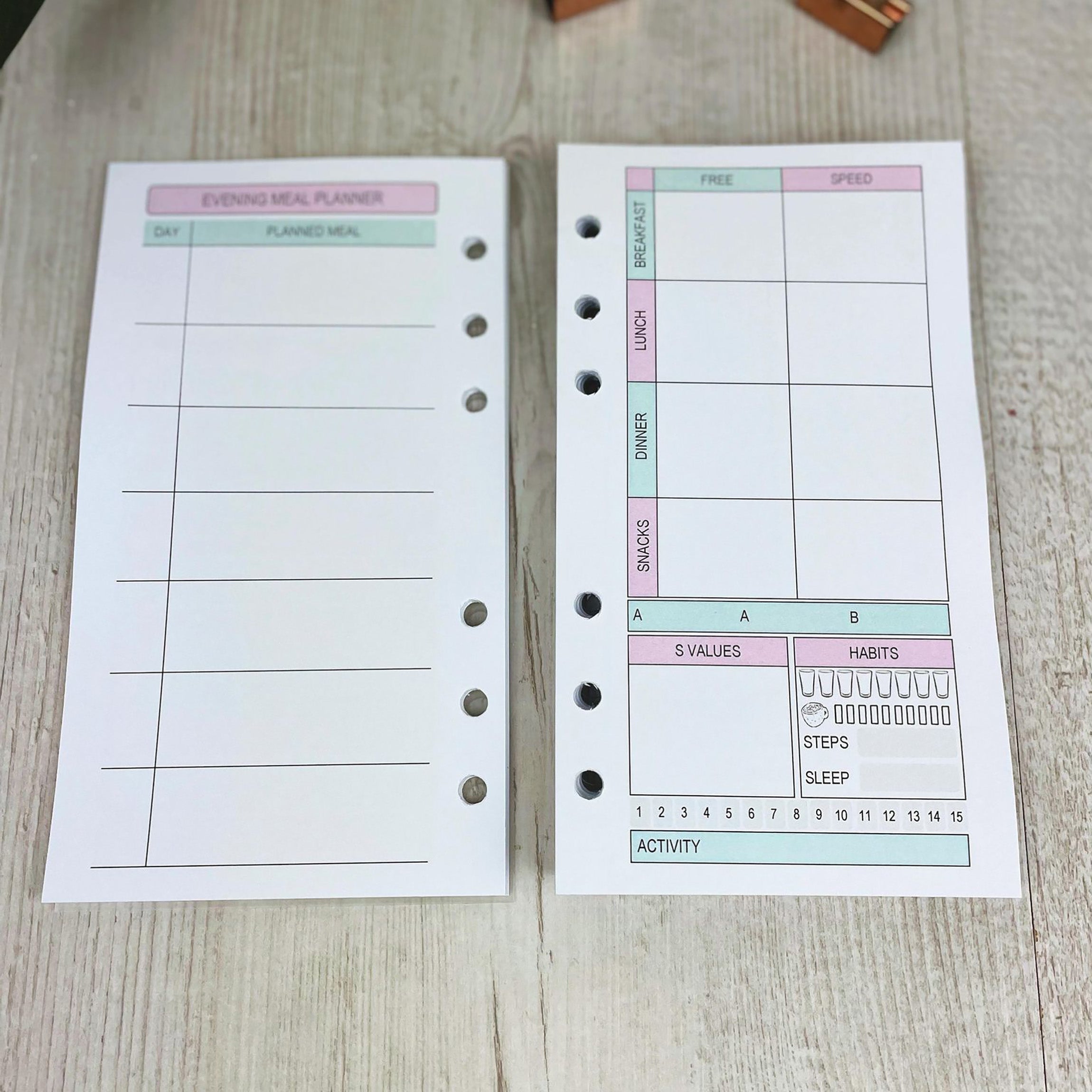 Food Diary Inserts - Personal Size Inserts