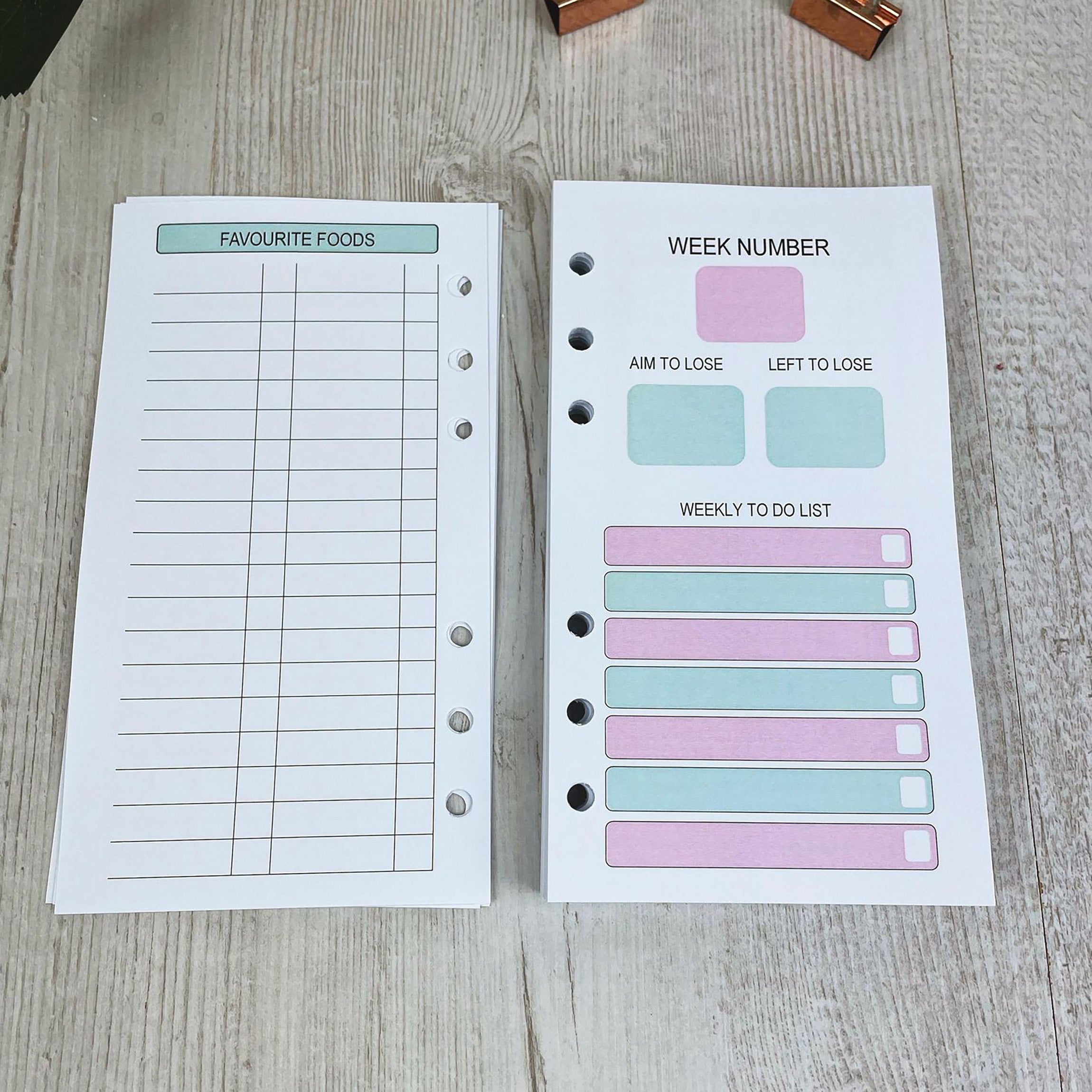 Food Diary Inserts - Personal Size Inserts