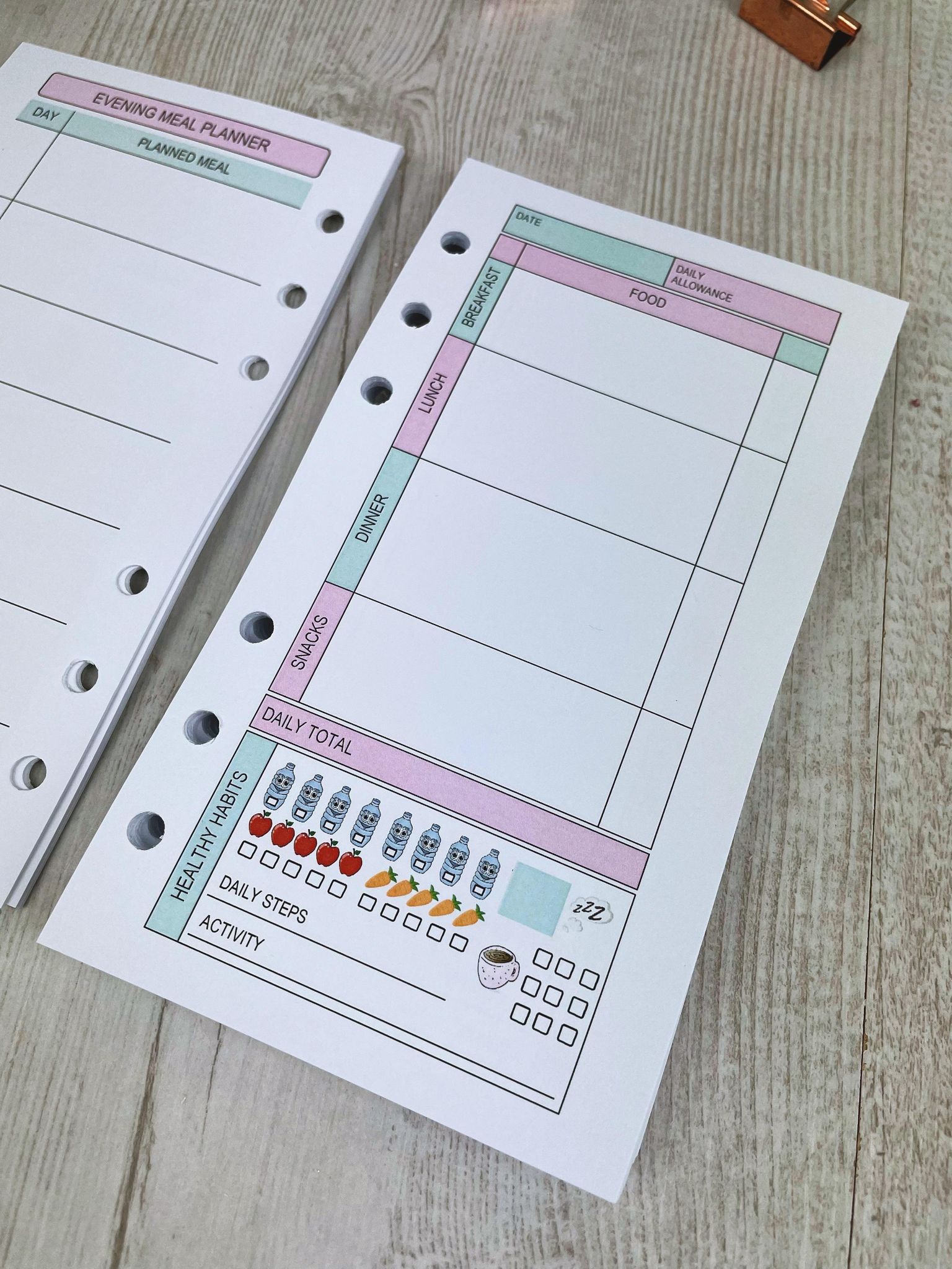 Food Diary Inserts - Personal Size Inserts