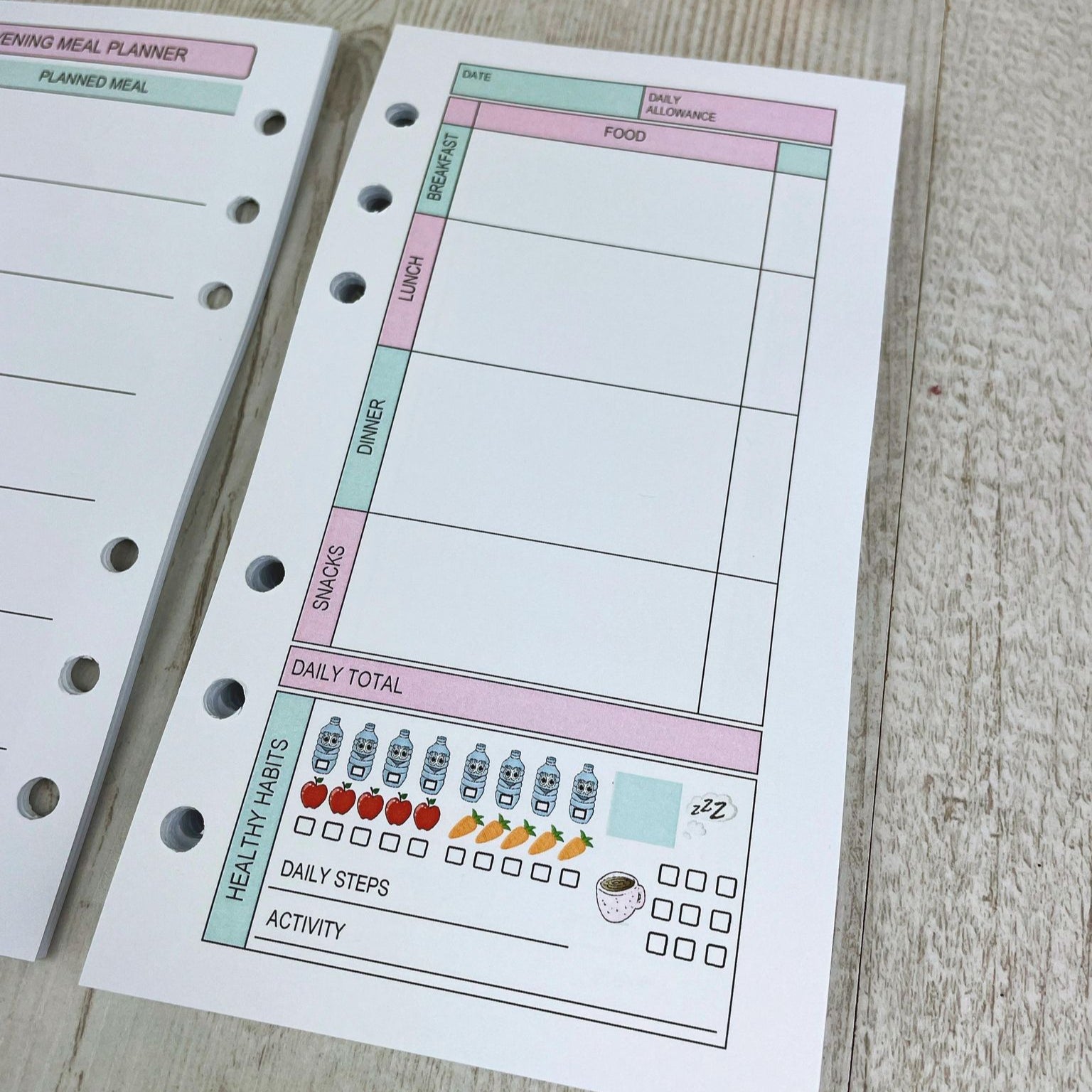 Food Diary Inserts - Personal Size Inserts