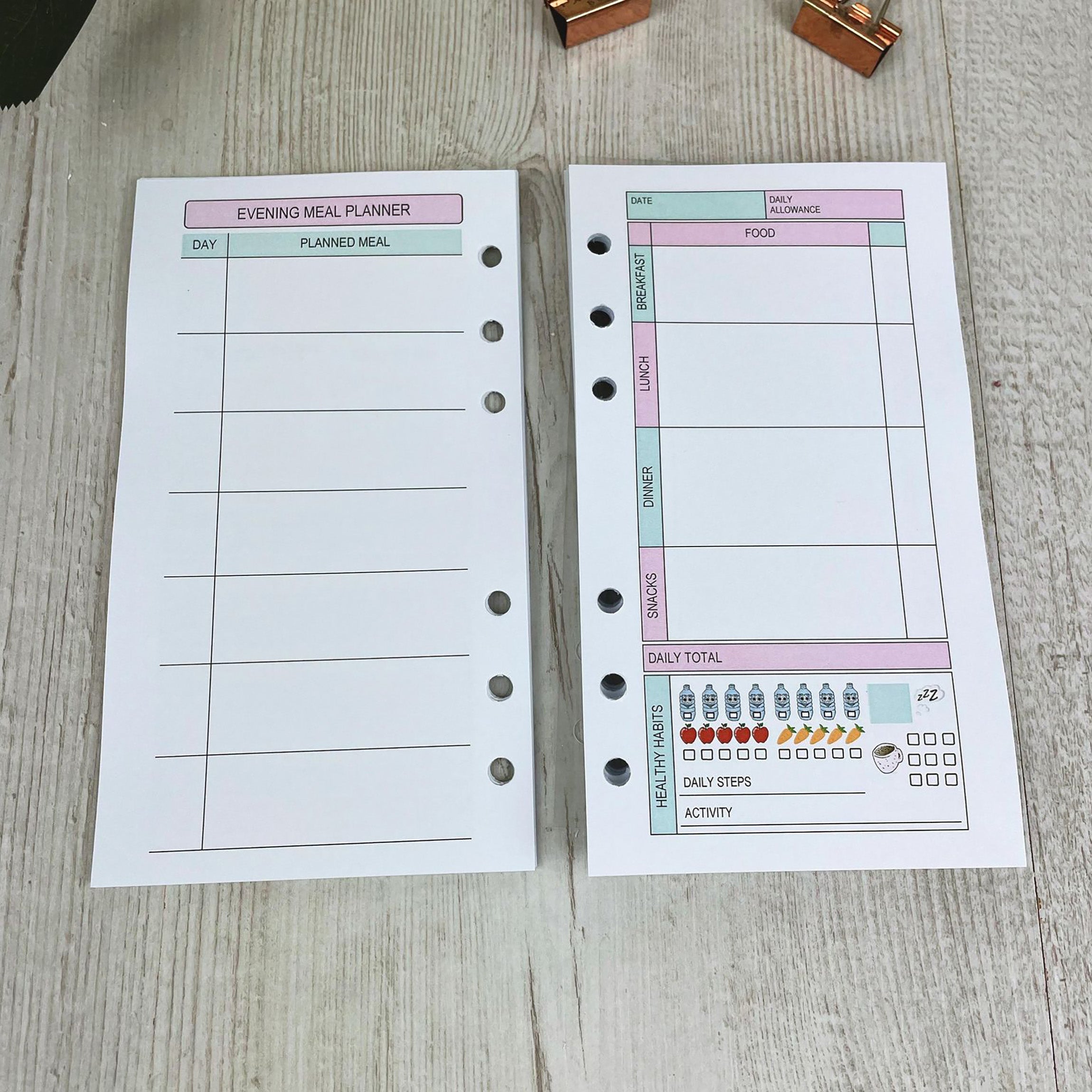 Food Diary Inserts - Personal Size Inserts