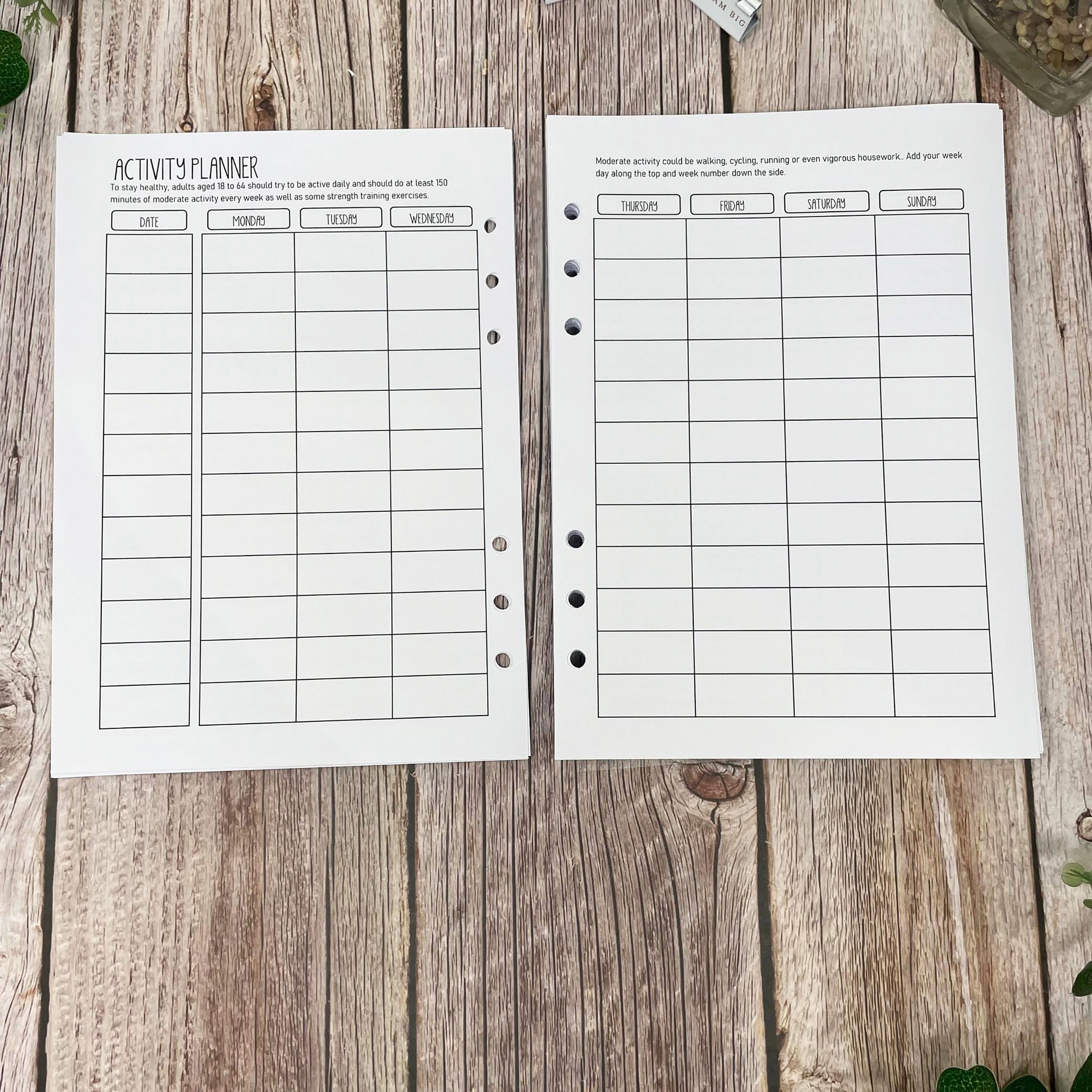 B&W Food Diary Inserts - Positive Vibes - A5 Inserts