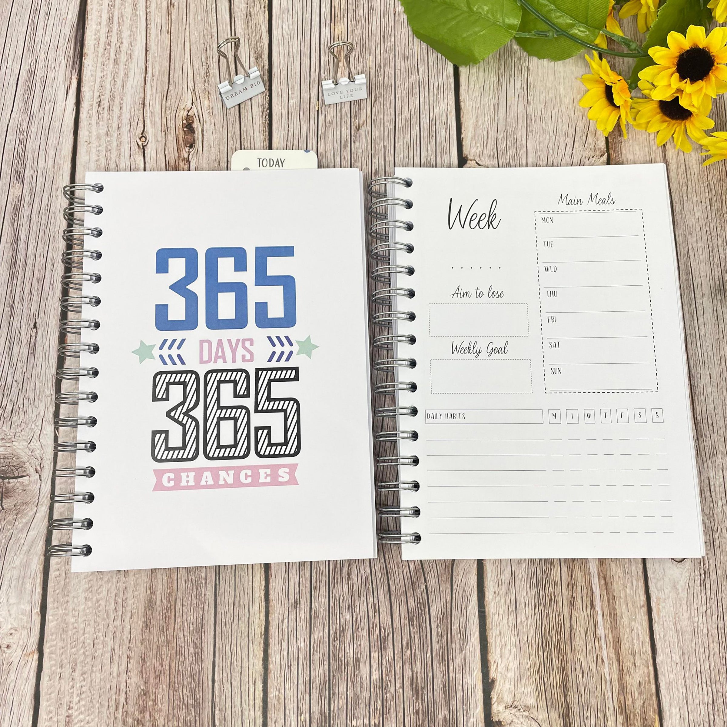 12 Month Food Diary, Year Planner - 365 Days 365 Chances