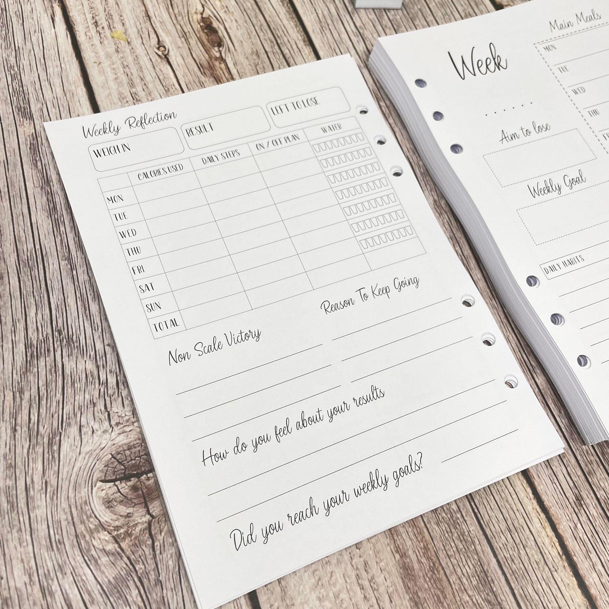 12 Month Food Diary Inserts - 365 Day Cover -A5 INSERTS