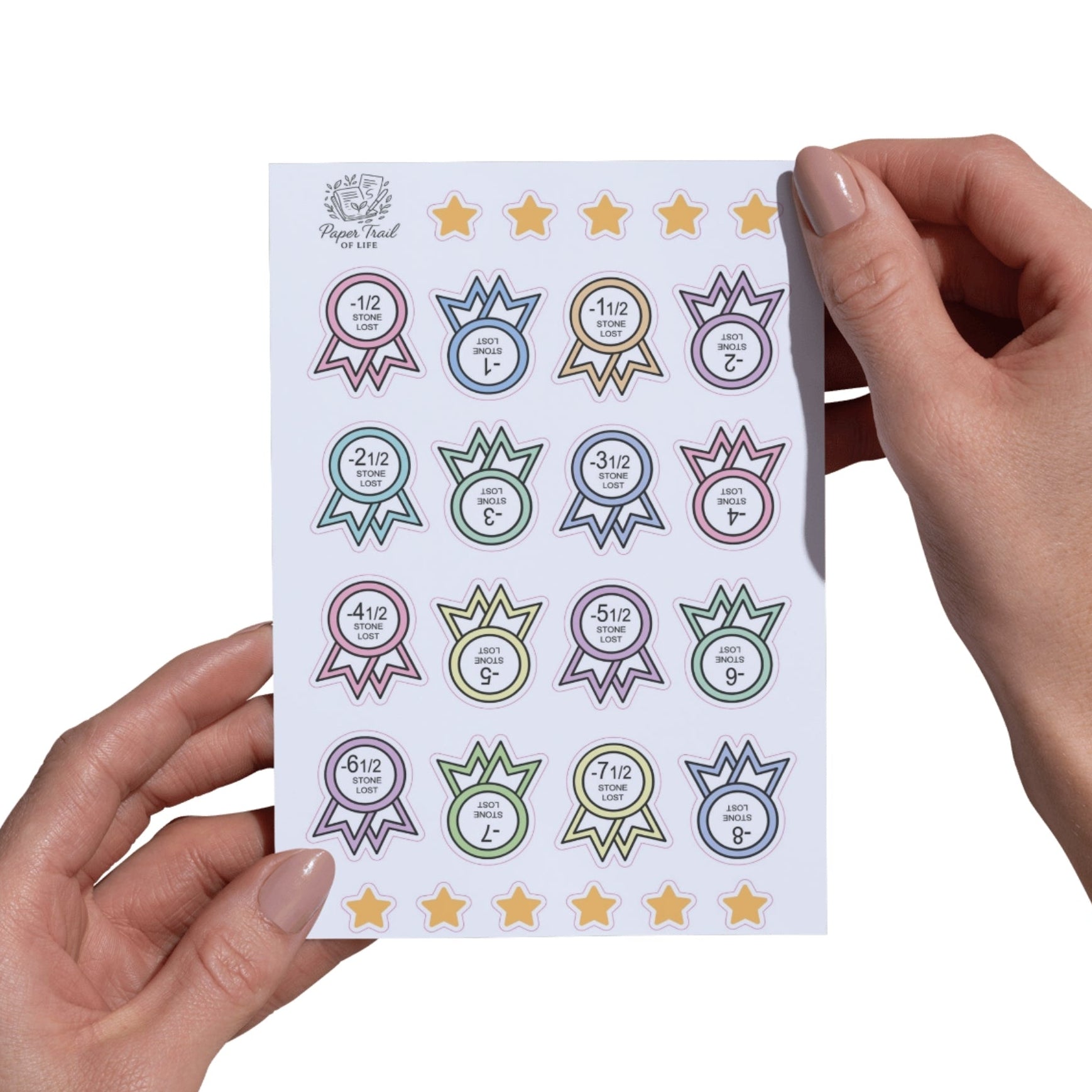 Sticker Sheet - 1-8 Stone Weight Loss Award Sticker Sheet