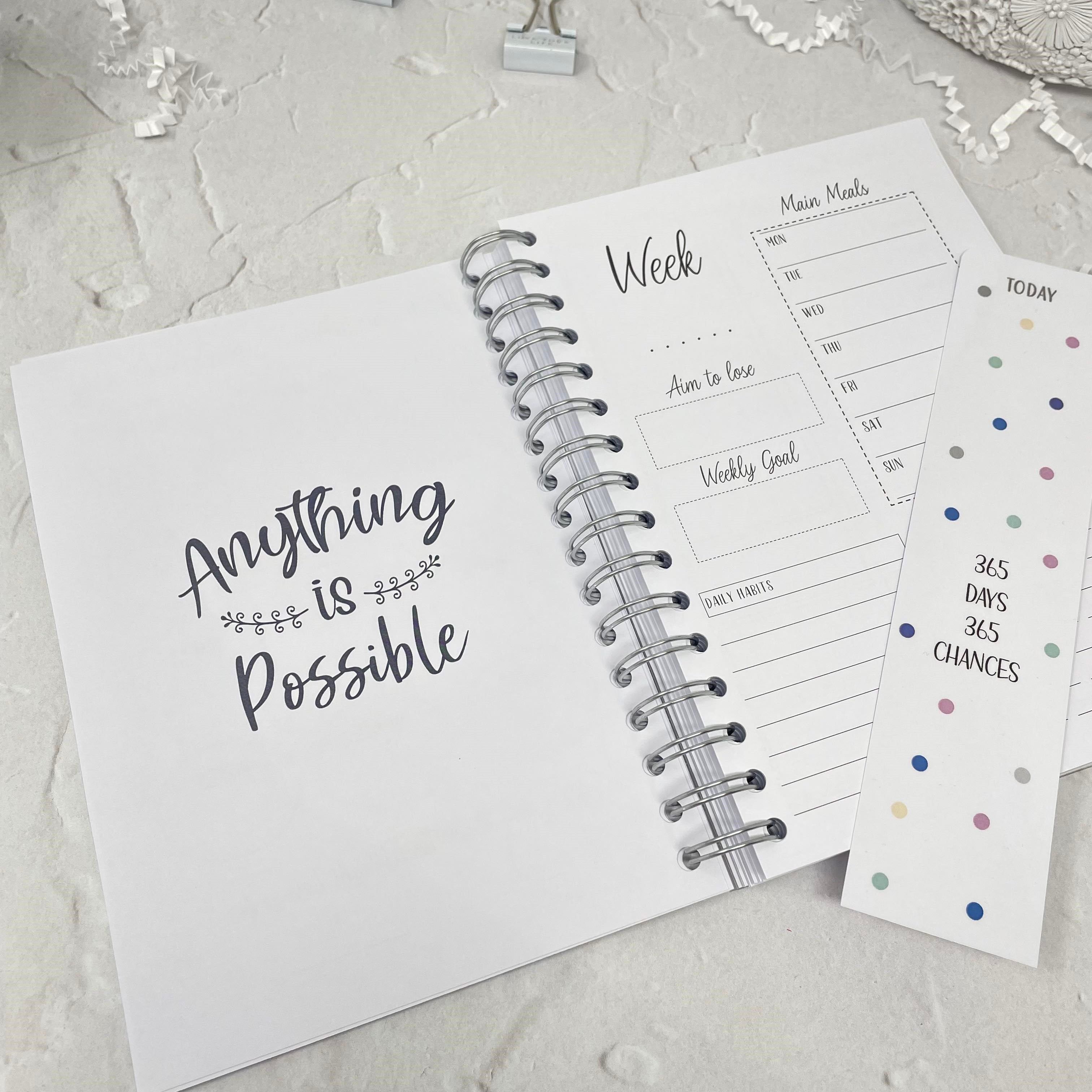 12 Month Food Diary, Year Planner - 365 Days 365 Chances