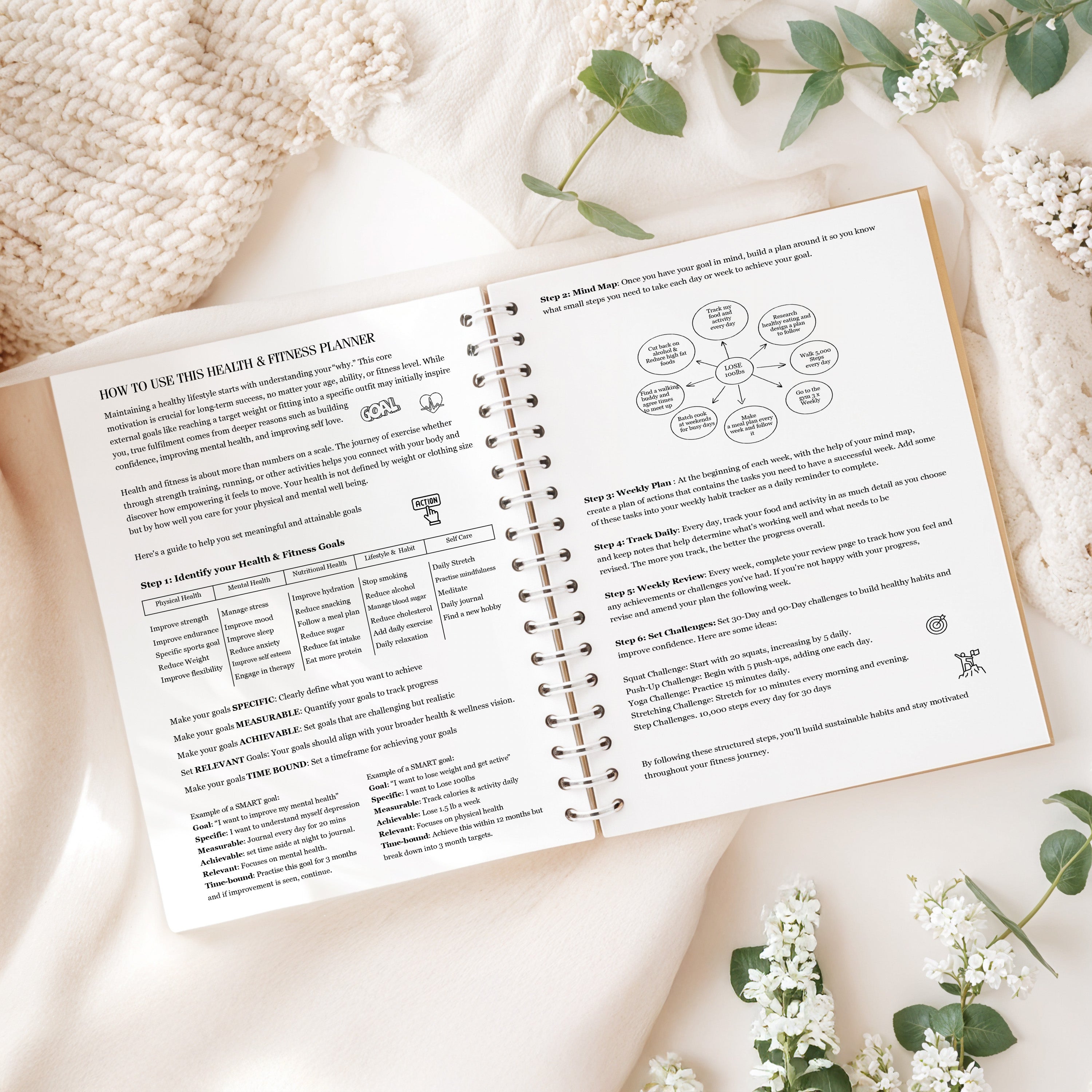 12 Month Health & Fitness Planner | Self Care Planner - Terracotta Hardback