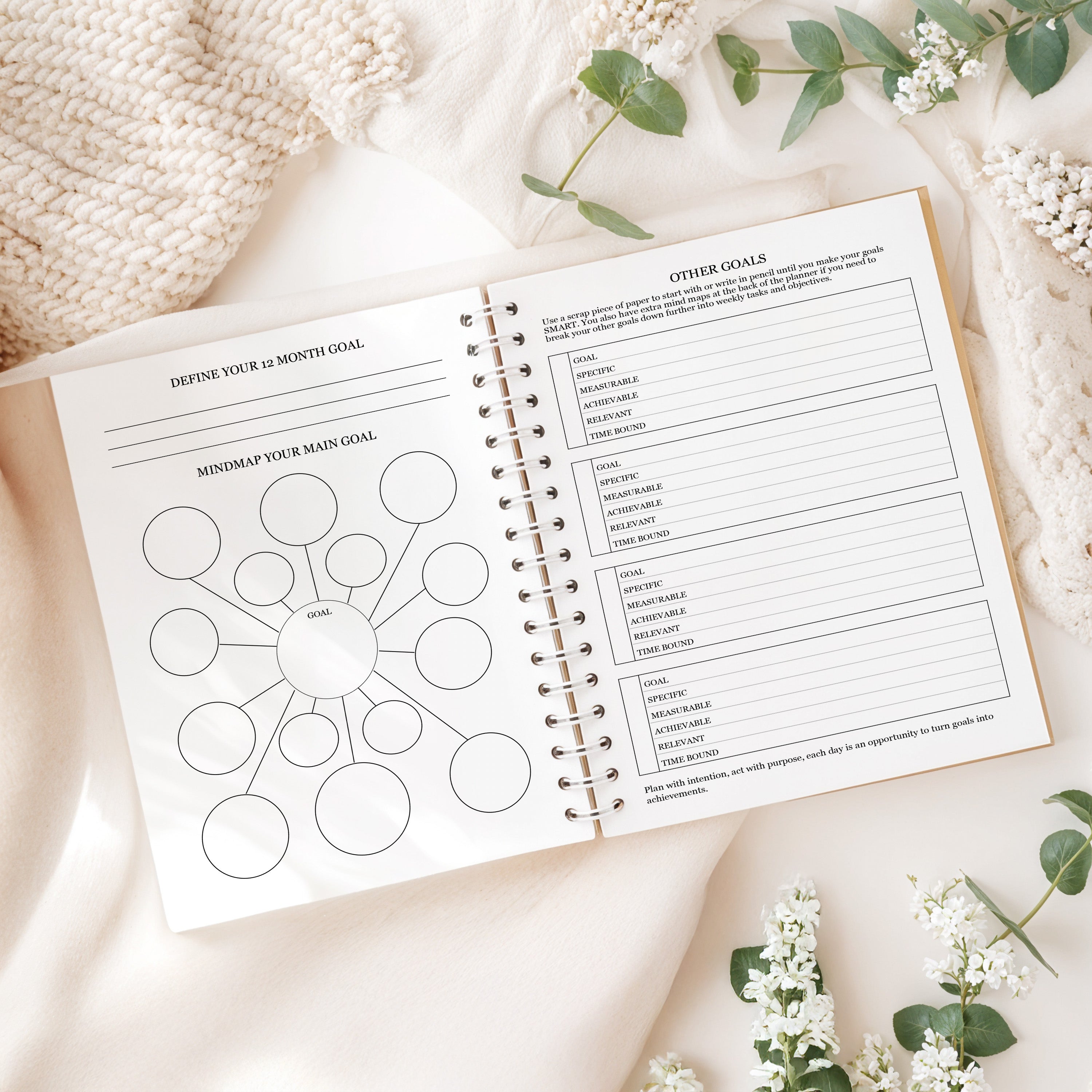 12 Month Health & Fitness Planner | Self Care Planner - Watercolour Hardback