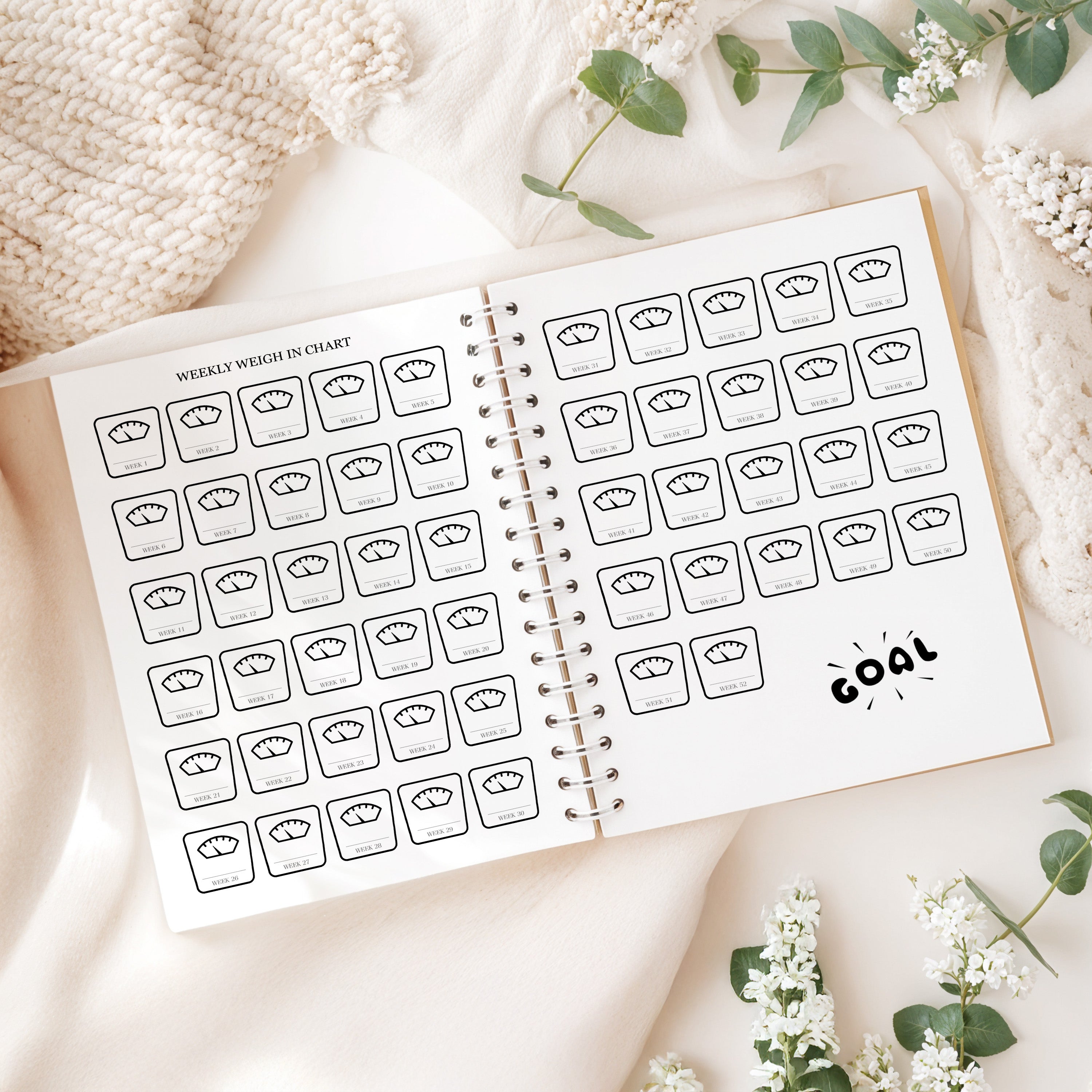 12 Month Health & Fitness Planner | Self Care Planner - Watercolour Hardback