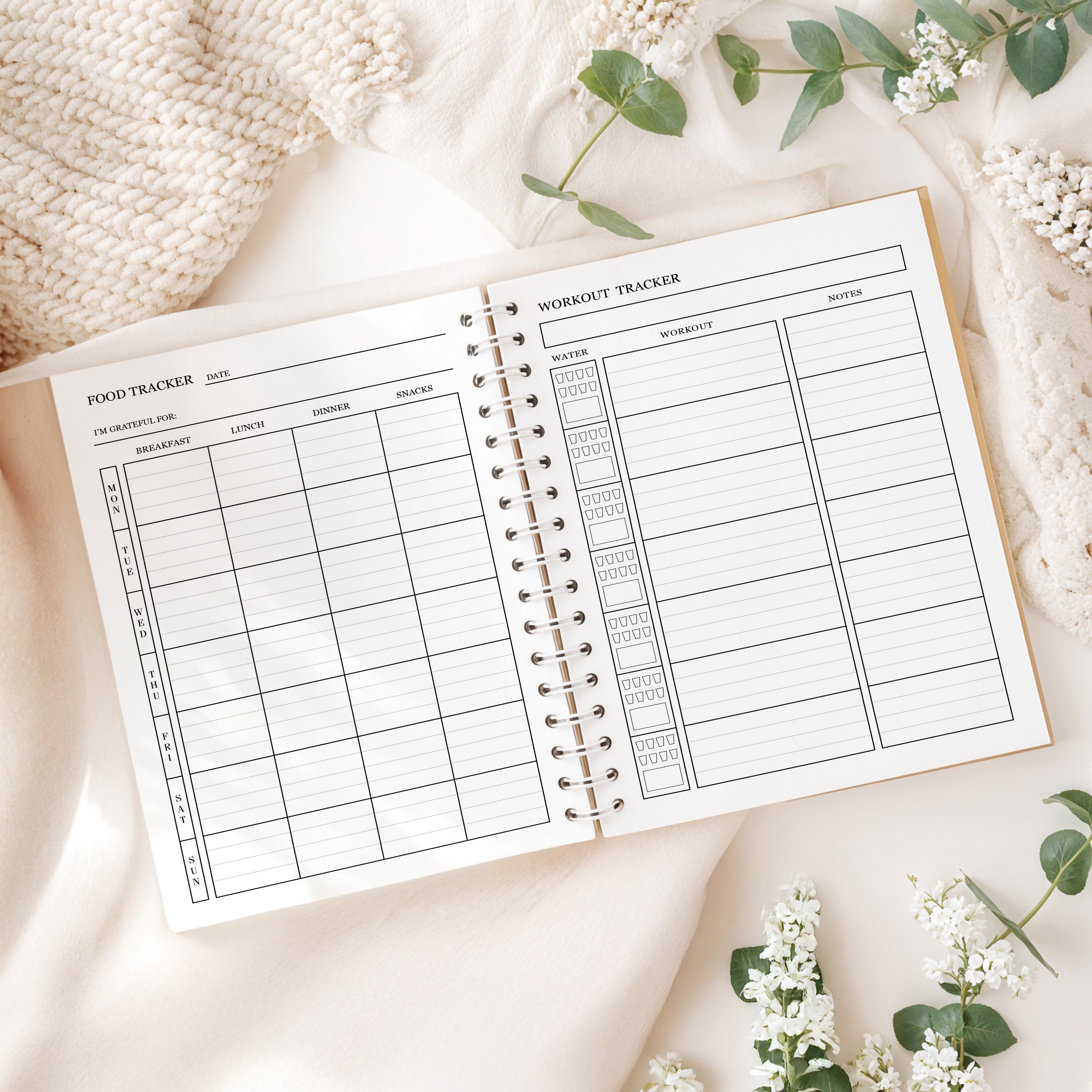 12 Month Health & Fitness Planner | Self Care Planner - Watercolour Hardback