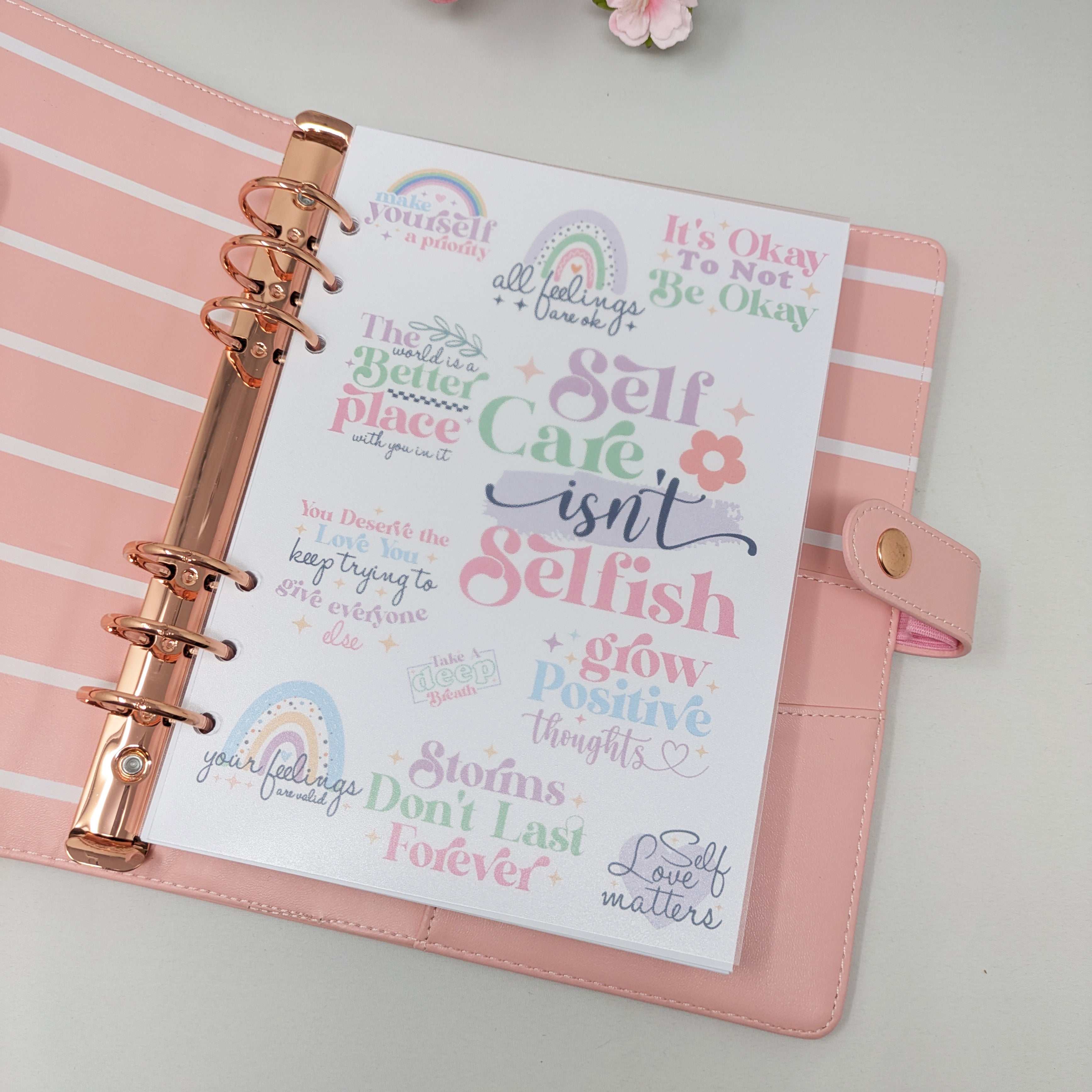 Pastel Food Diary Planner Inserts - Self Care - A5 Inserts