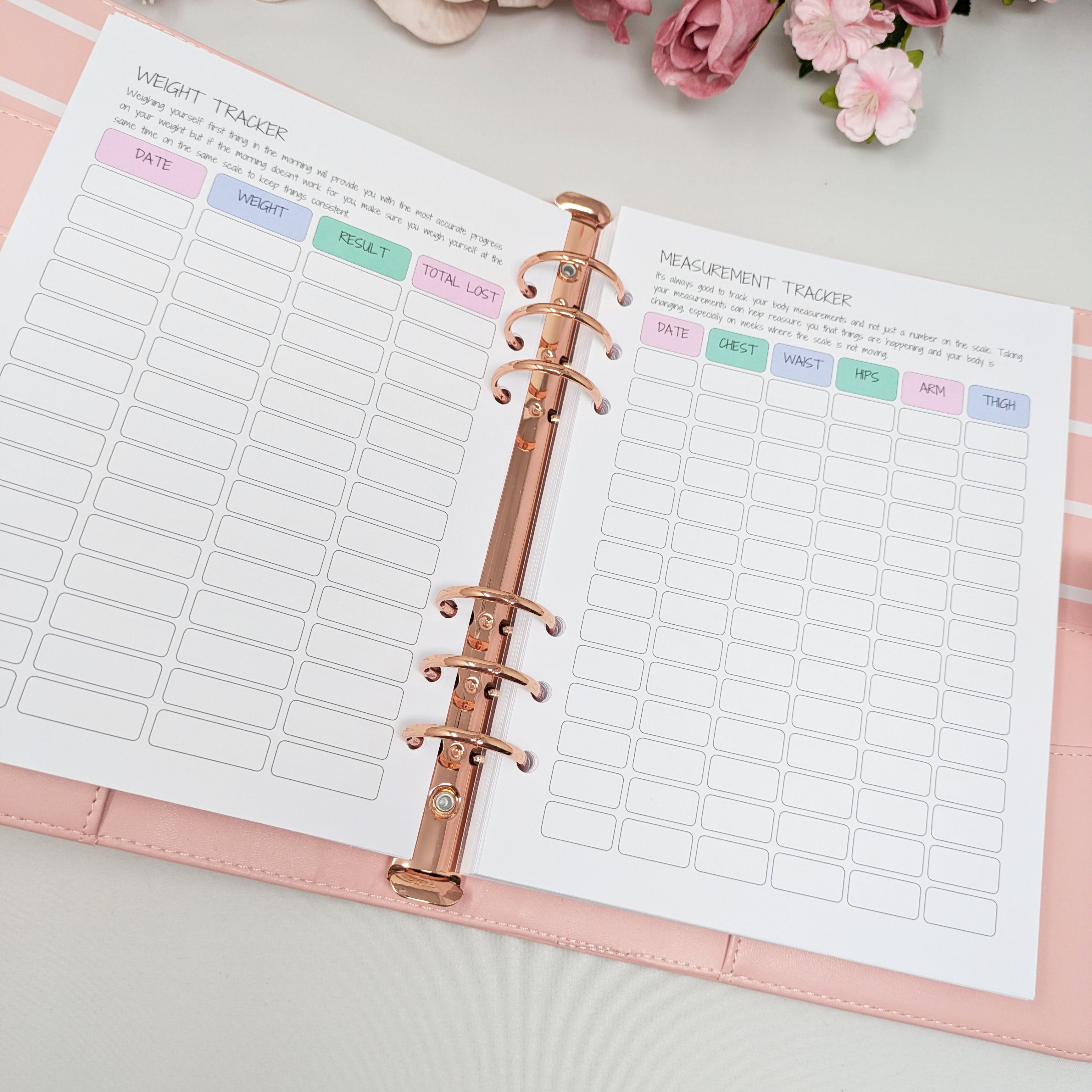 Pastel Food Diary Planner Inserts - Self Care - A5 Inserts