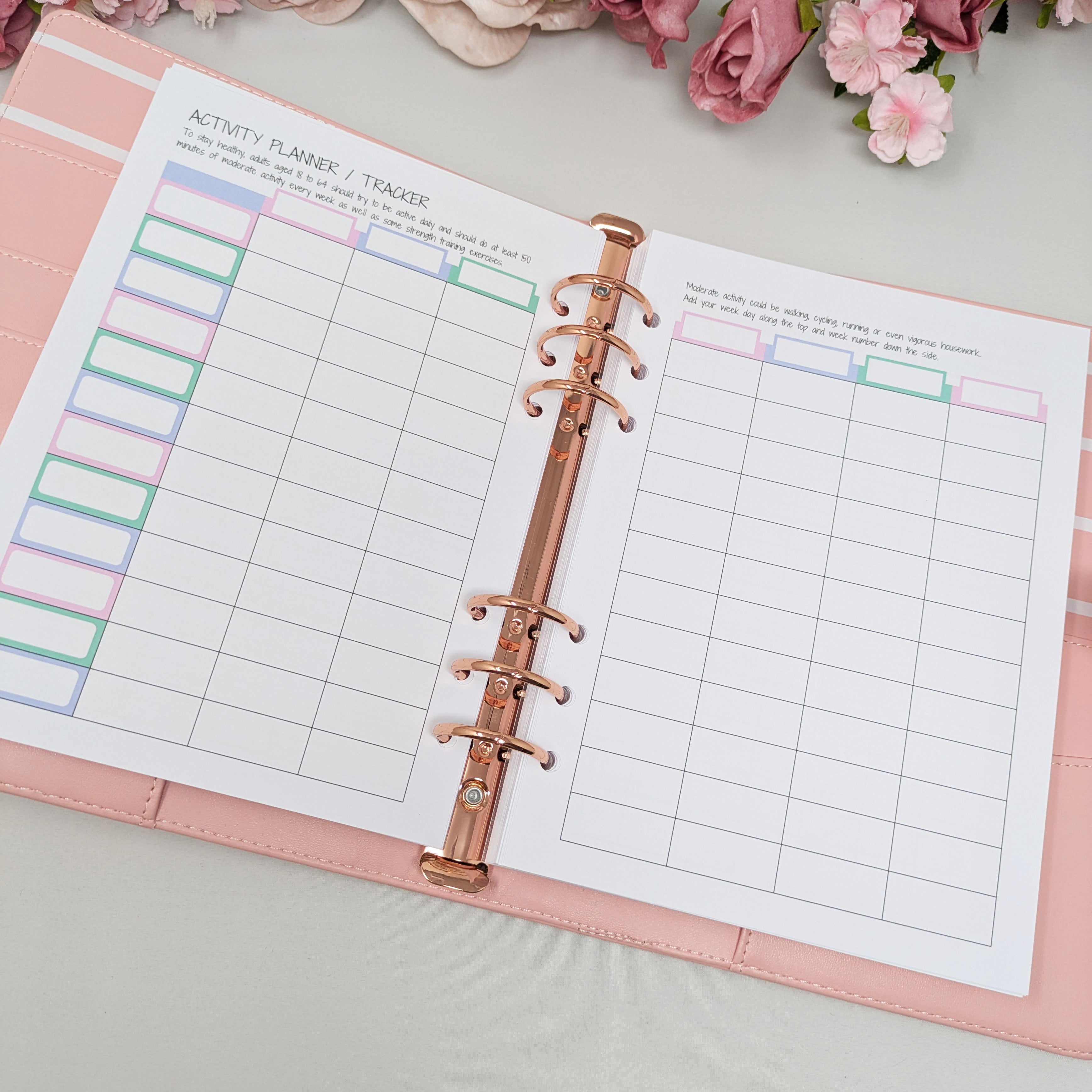 Pastel Food Diary Planner Inserts - Self Care - A5 Inserts