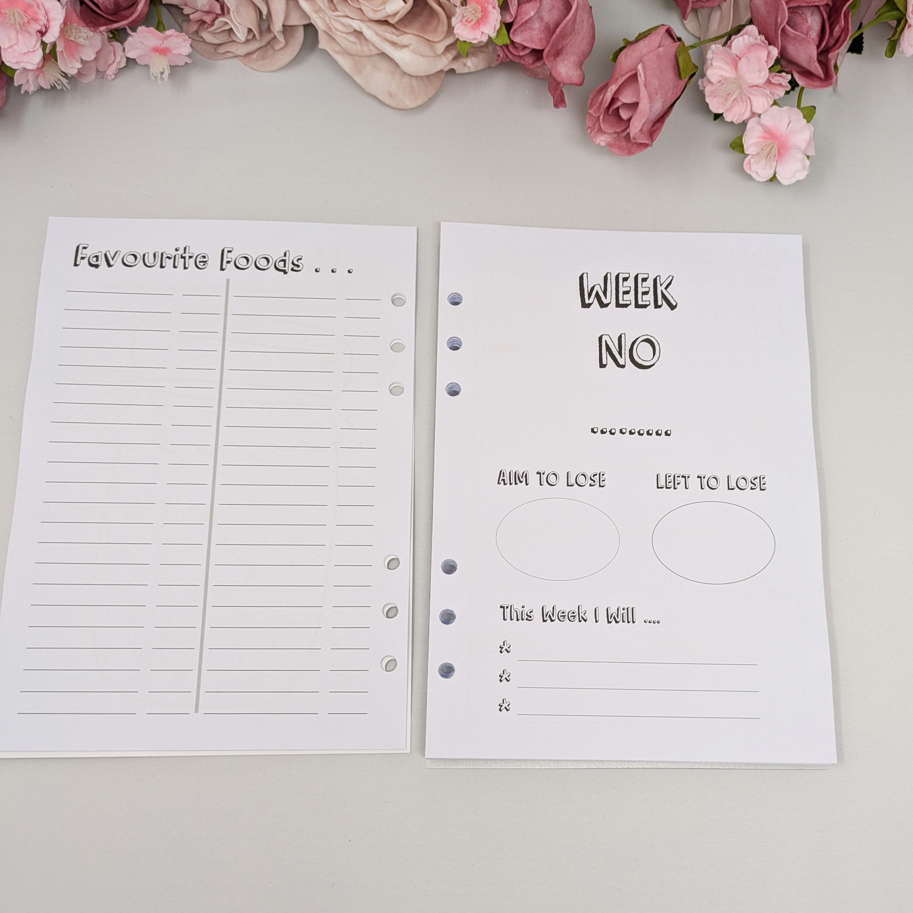 Slimming World Compatible Food Diary Inserts - A5 Size - SW9 Inserts