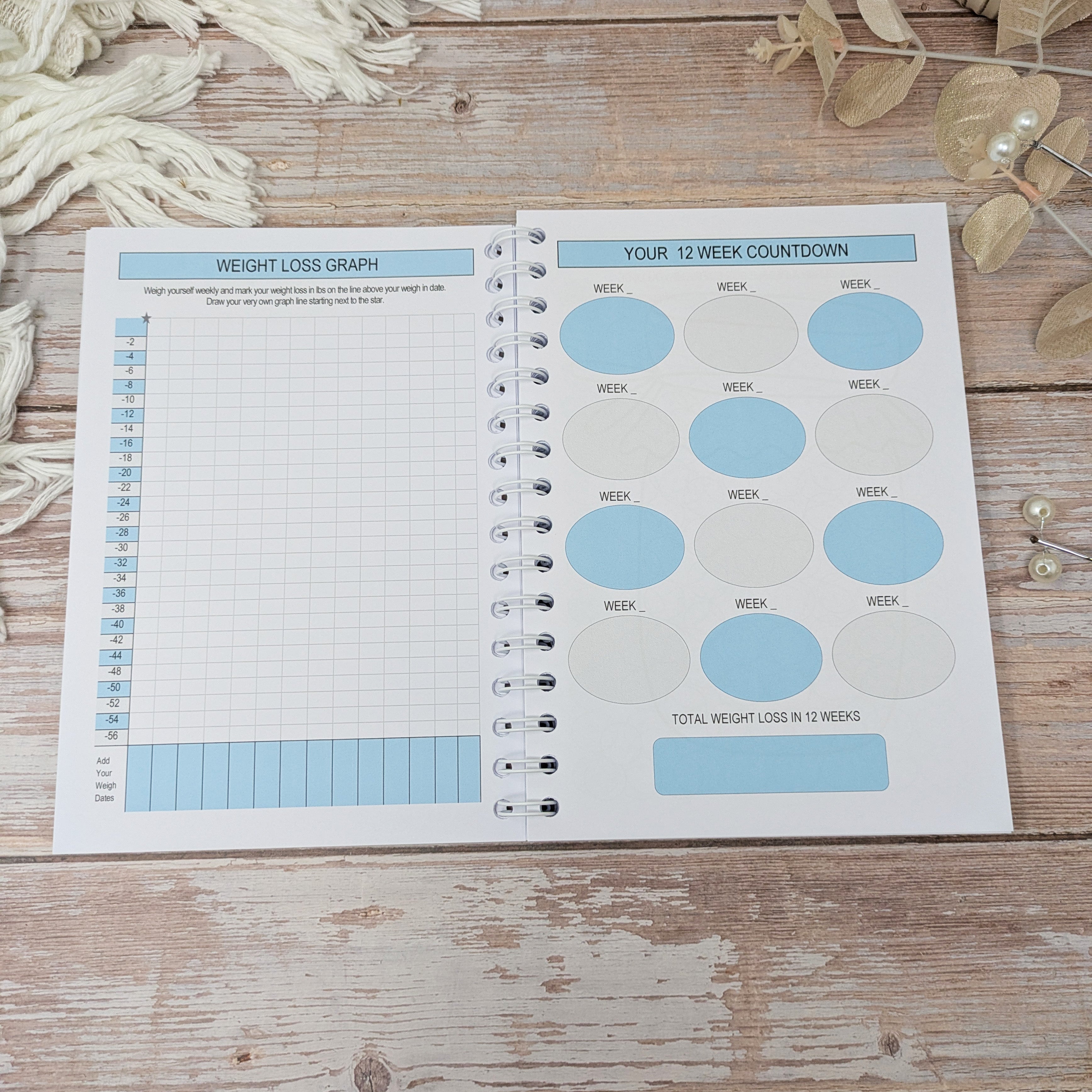 12 Wk Calories Original Food Diary - Always Bel In Blue