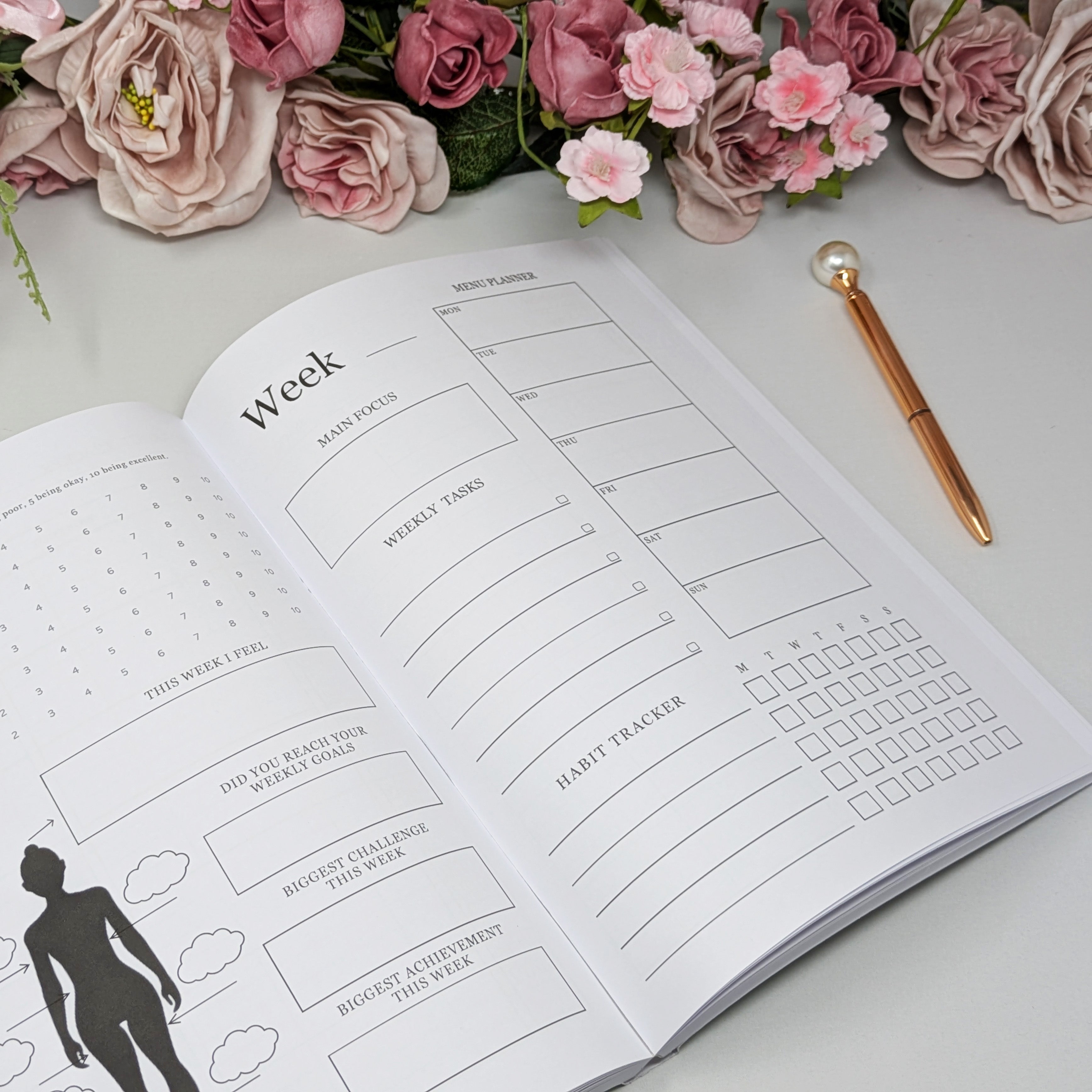 NEW - 12 Month Health & Fitness Planner - Beige Cover