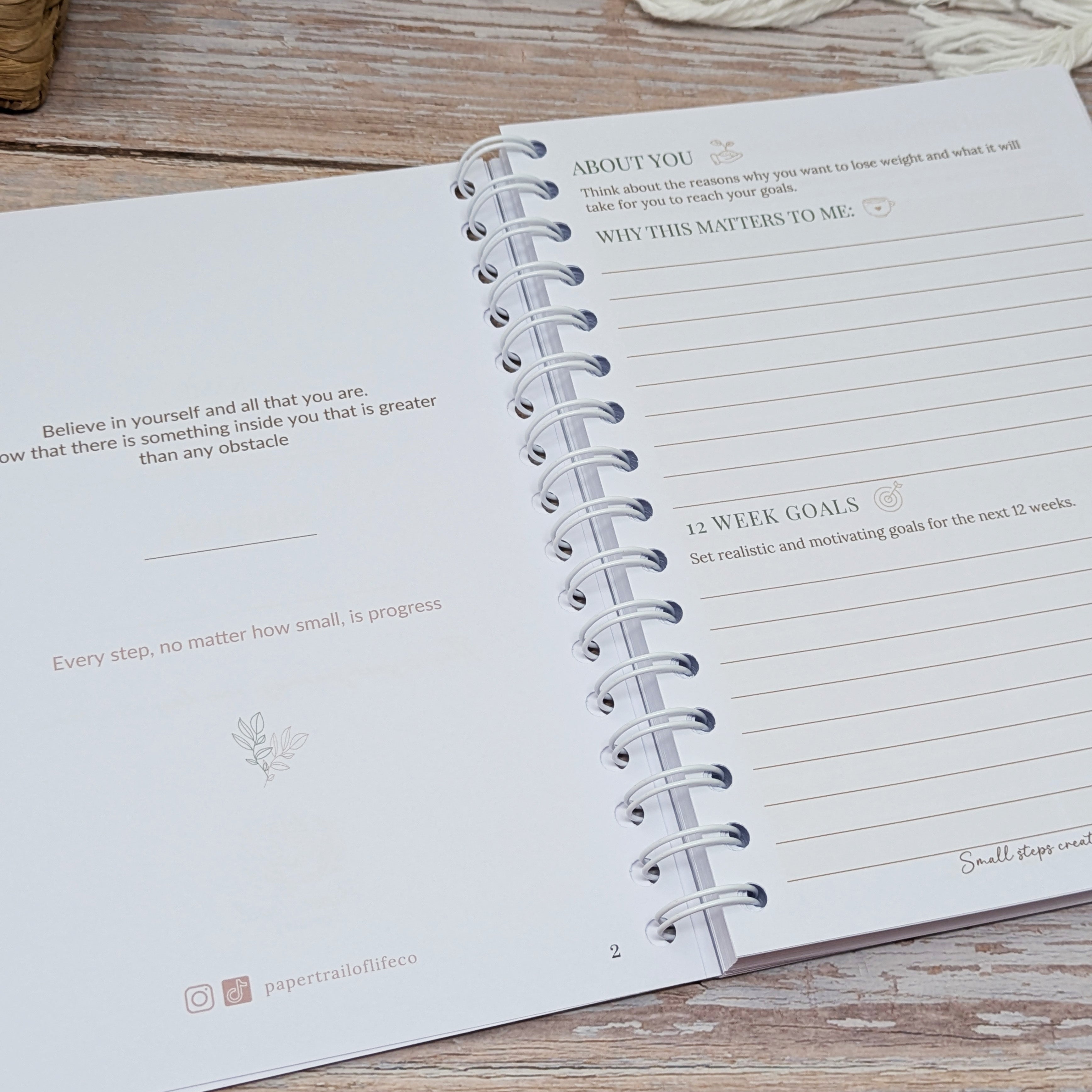 12 Week Weight Loss Journal - Flutter & Bloom
