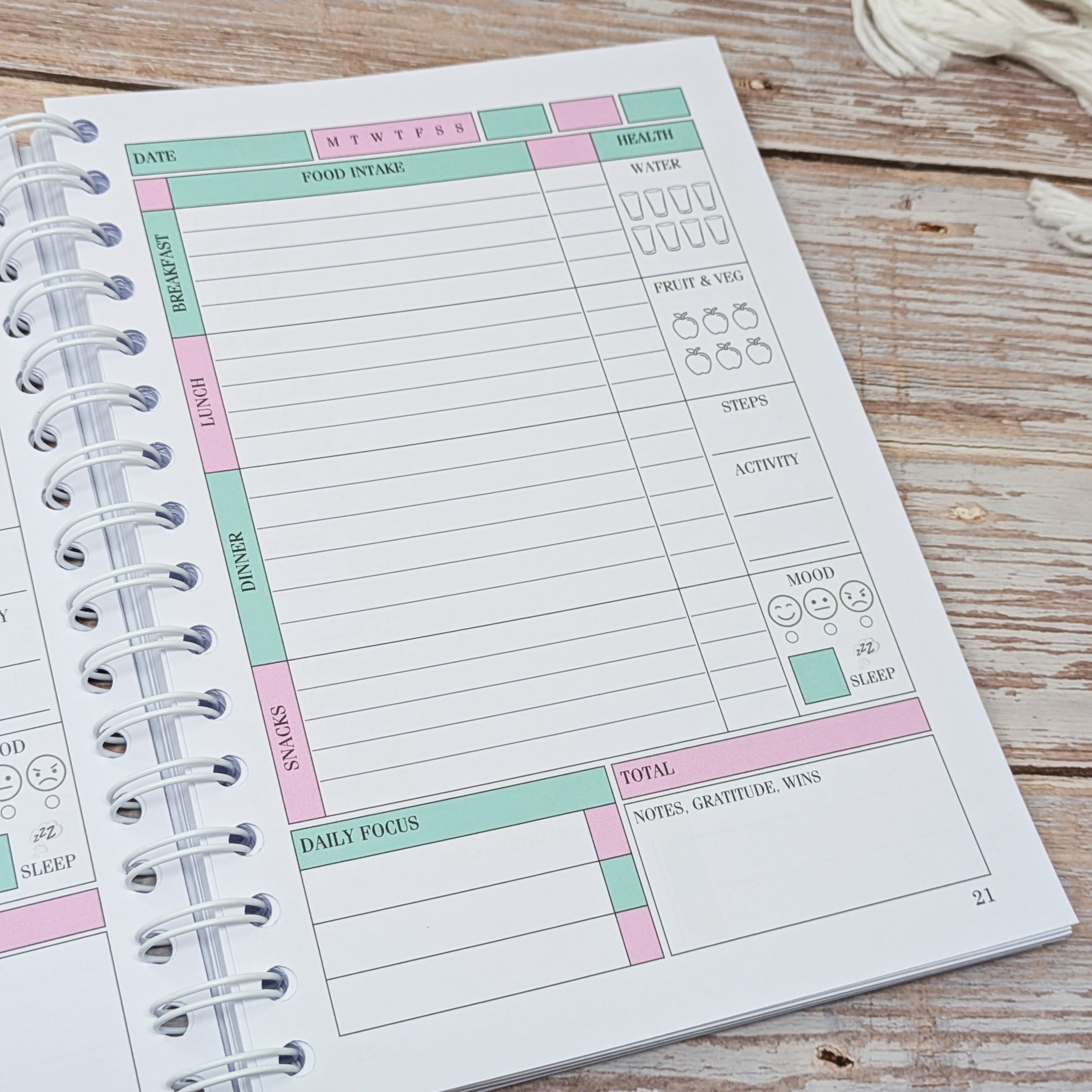 12 Week Food Diary Journal - Blush Sunburst