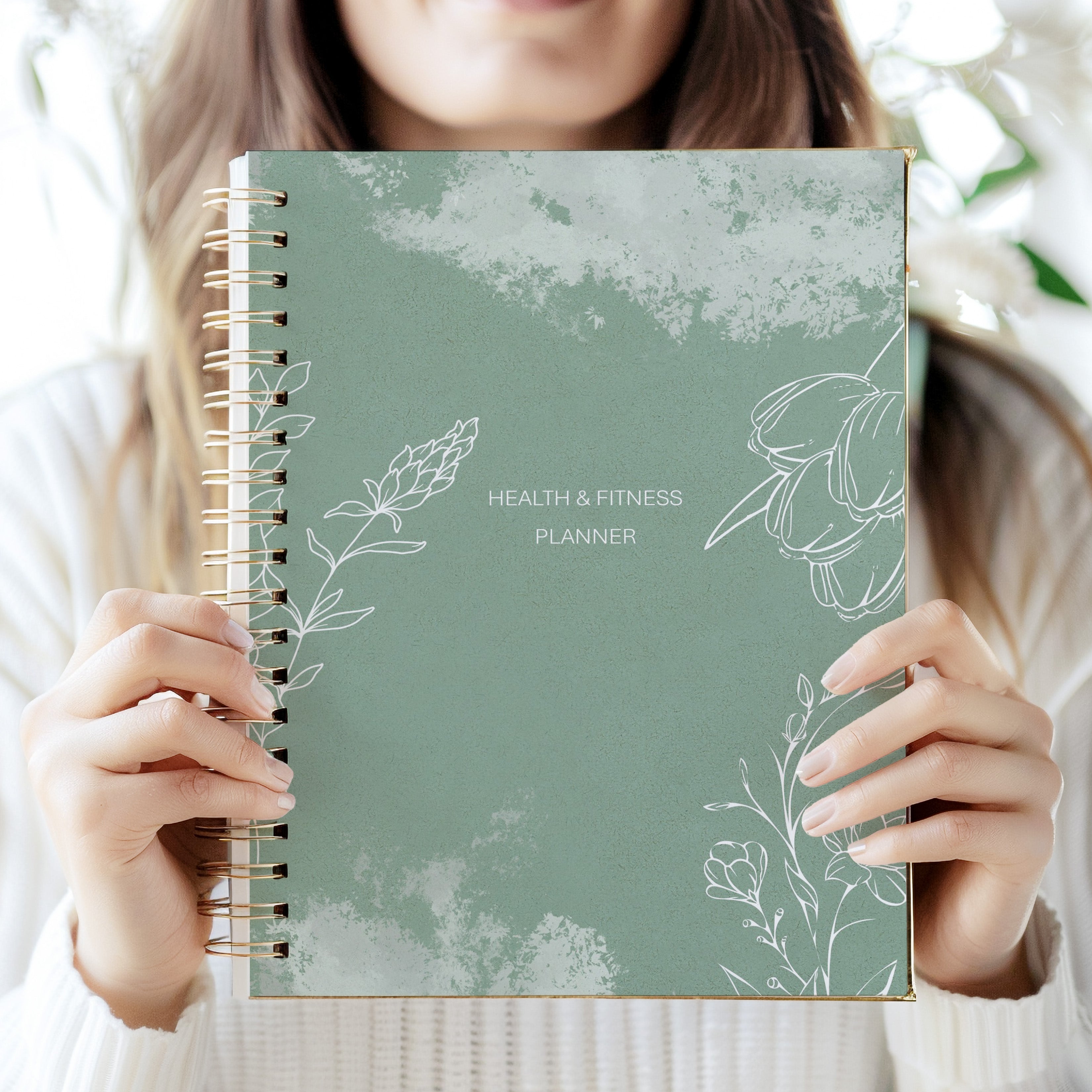 12 Month Health & Fitness Planner | Self Care Planner - Green Hardback