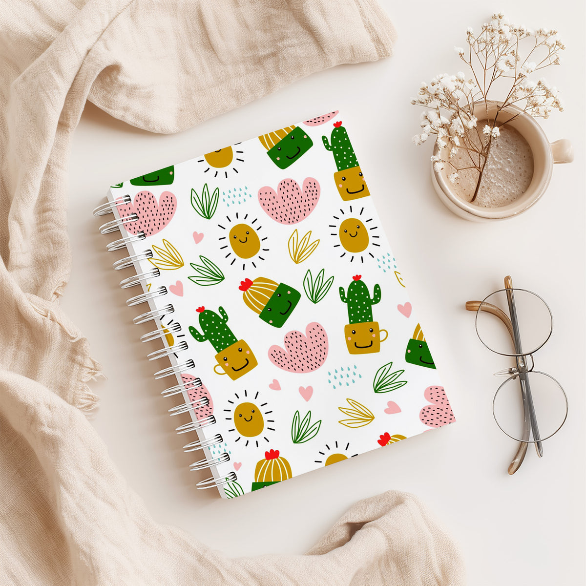 Deluxe Calorie Counting Food Diary | 12 Week Wellness Journal - Cactus