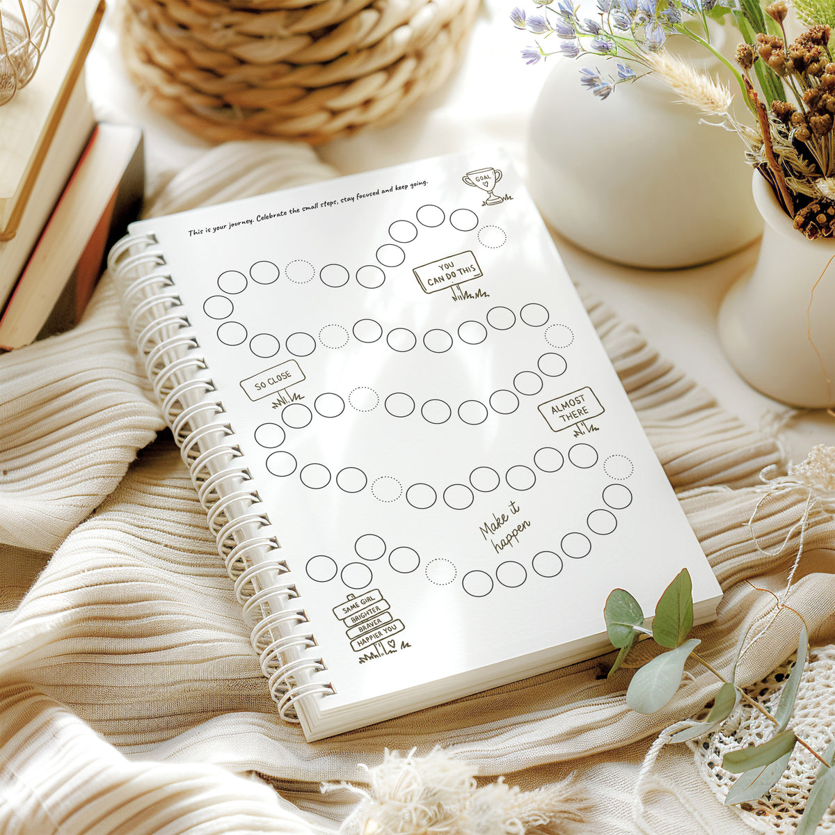 12 Month Health & Fitness Planner | A5 Hardback Spiral Bound Wellness Journal & Habit Tracker