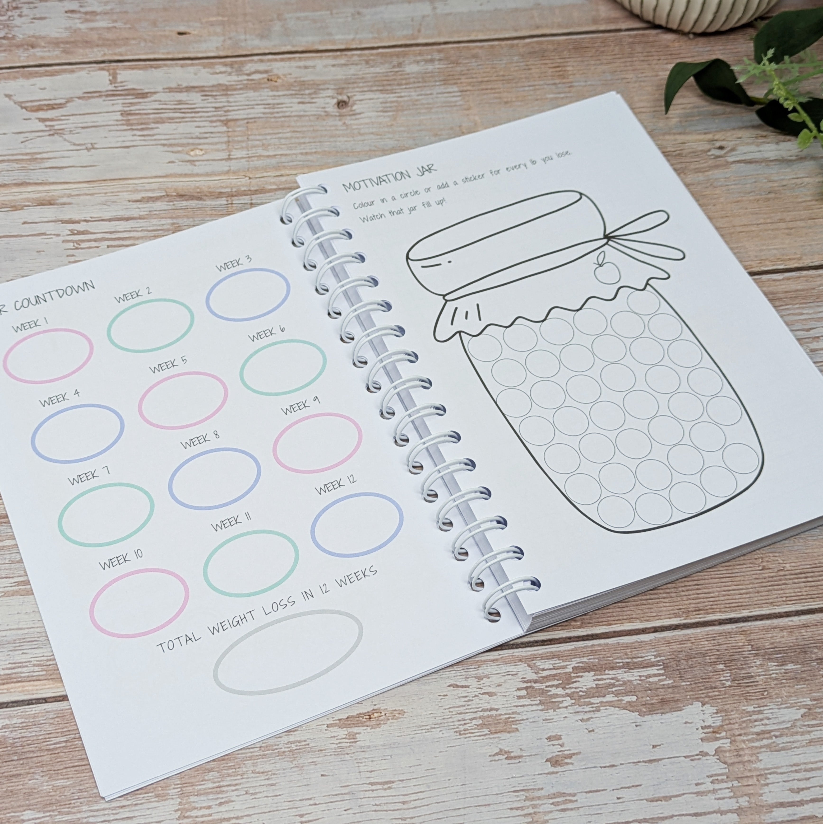 12 Week Food Diary - Pastel Self Care (Premium Hardback, pocket, stickers, bookmark.)