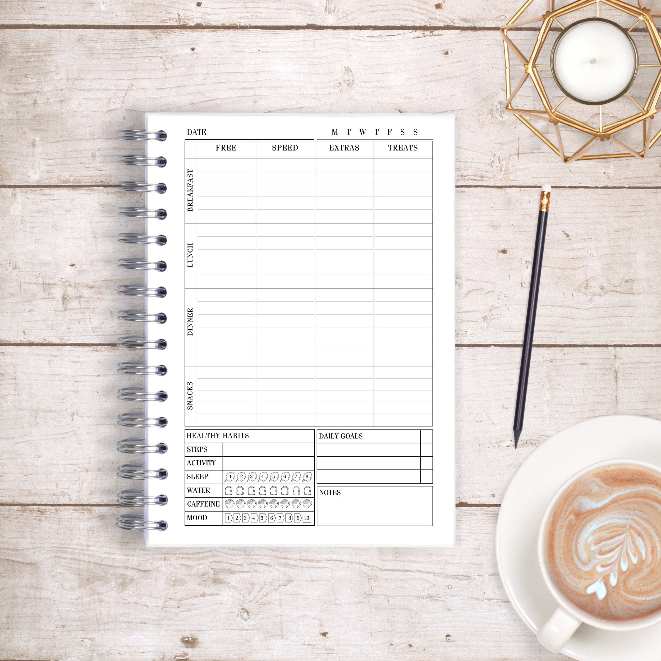 Slimming World Compatible Food Diary - Mono -  Blue Wings