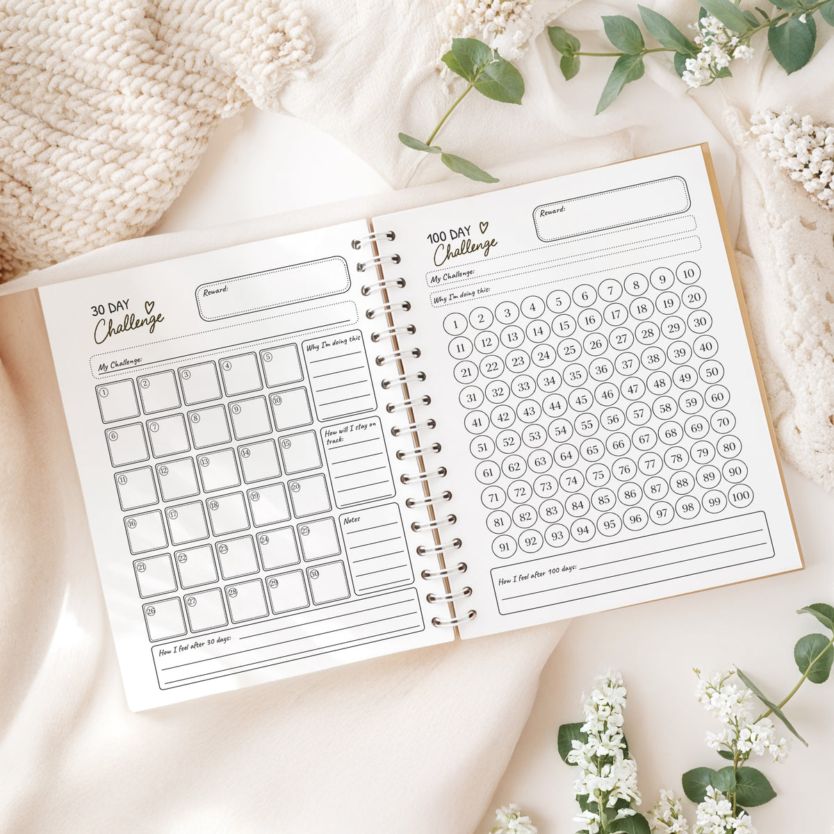 12 Month Health & Fitness Planner | A5 Hardback Spiral Bound Wellness Journal & Habit Tracker