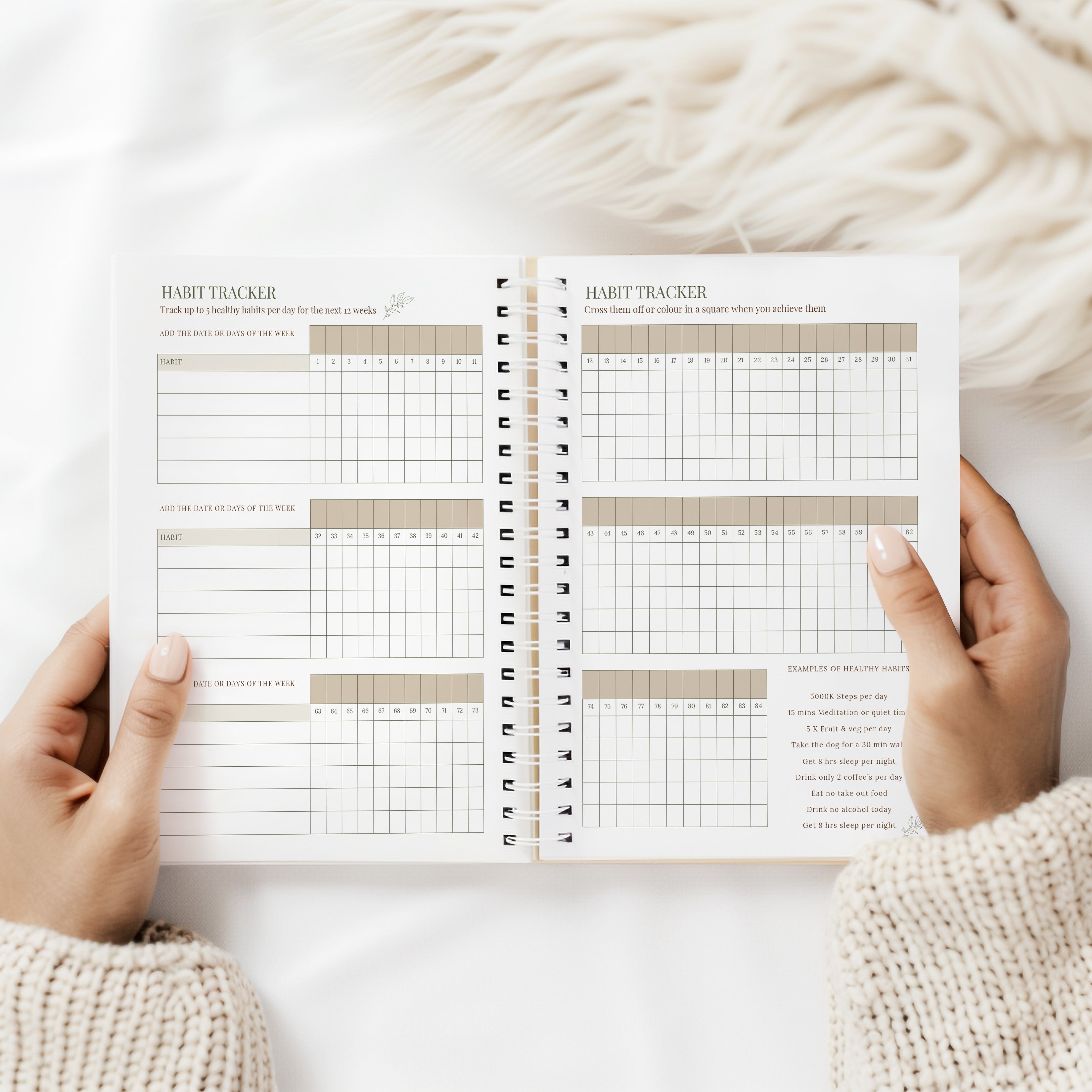 12 Week Food Diary - Linen ( Premium Hardback with Stickers, Pocket & bookmark)