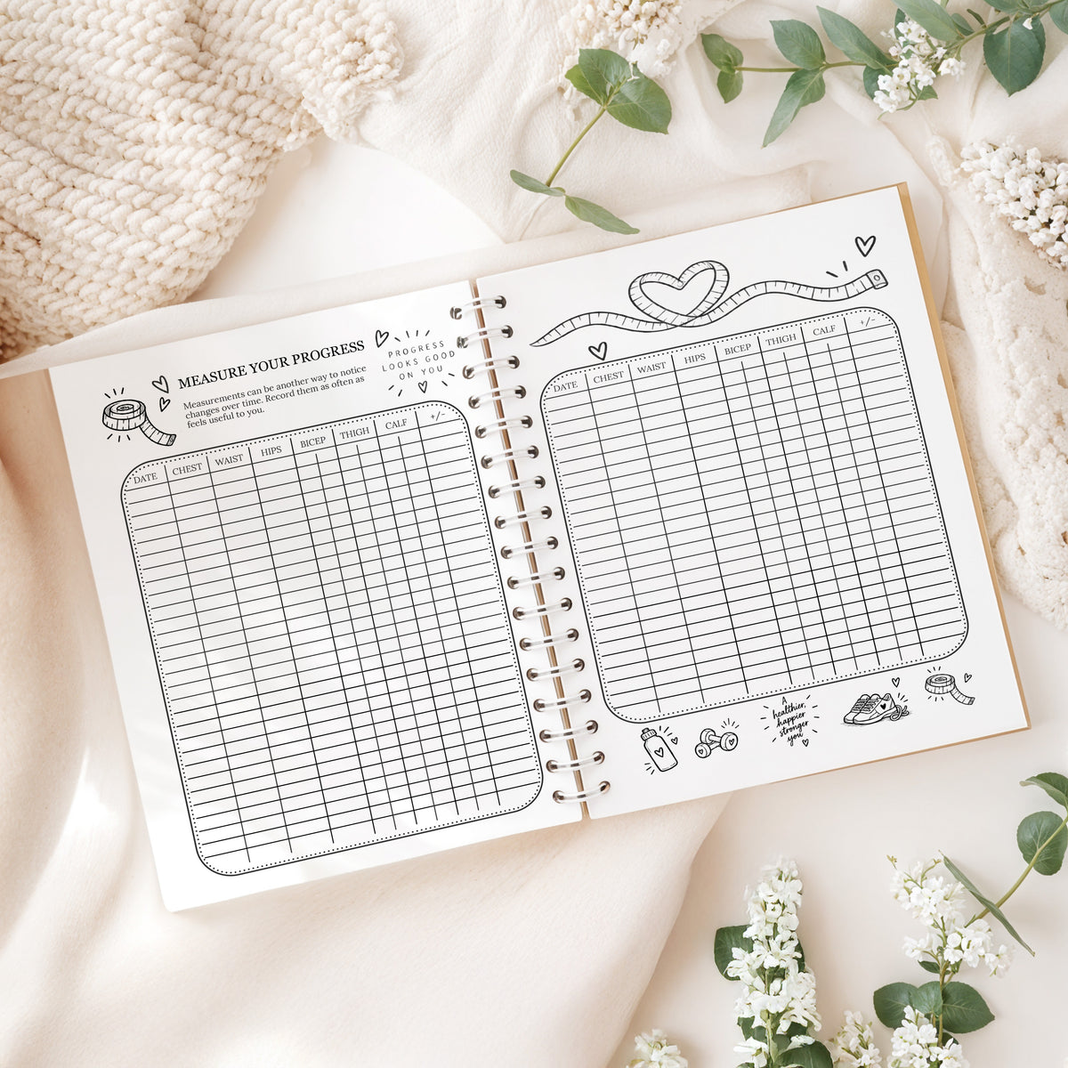 12 Month Health & Fitness Planner | A5 Hardback Spiral Bound Wellness Journal & Habit Tracker